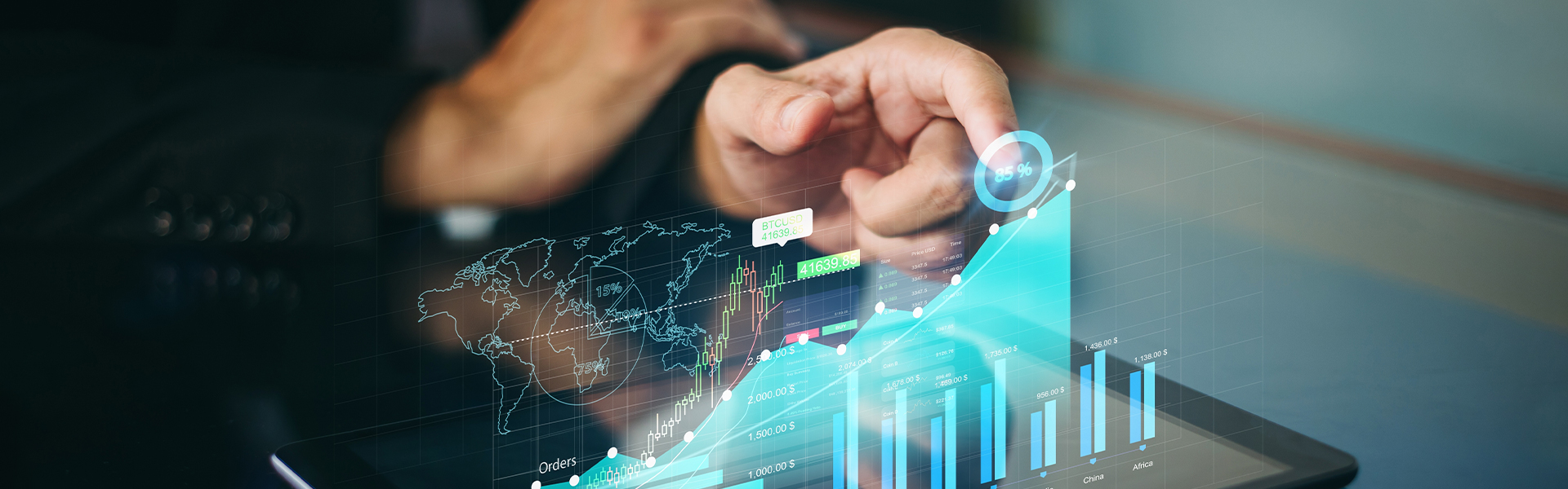 Close up on stock trading visualization 