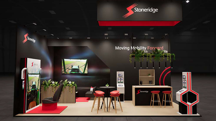 Stoneridge Agritechnica booth setup rendering